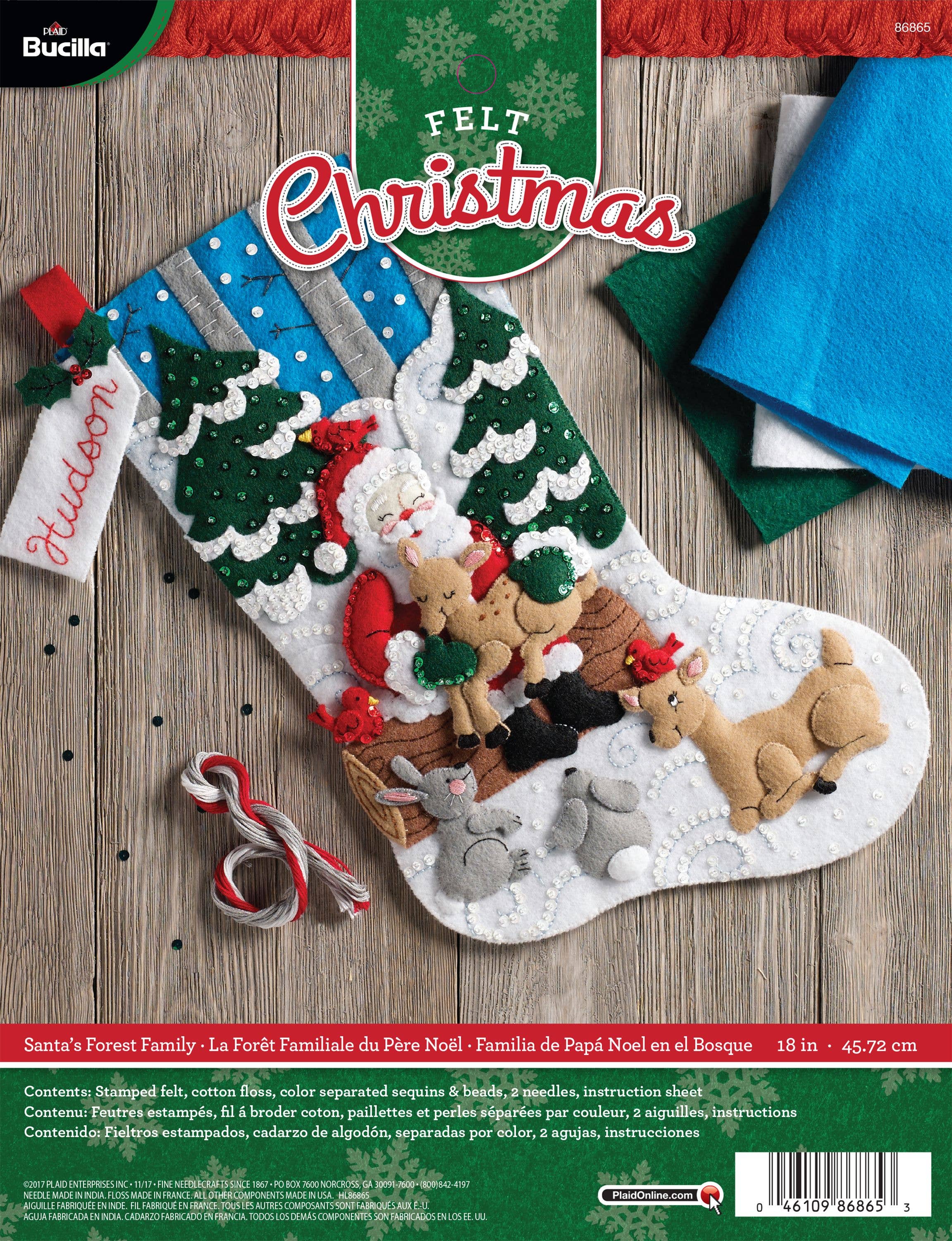 Plaid Crafts - Wholesale Craft Sewing Kit - Bucilla ® Seasonal Felt Stocking Kit Santa’s Forest Friends0