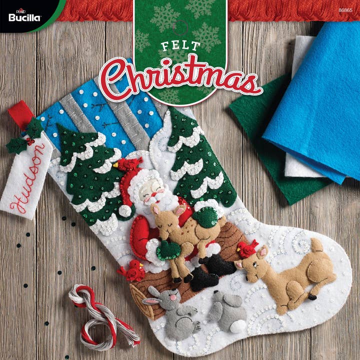 Plaid Crafts - Wholesale Craft Sewing Kit - Bucilla ® Seasonal Felt Stocking Kit Santa’s Forest Friends0