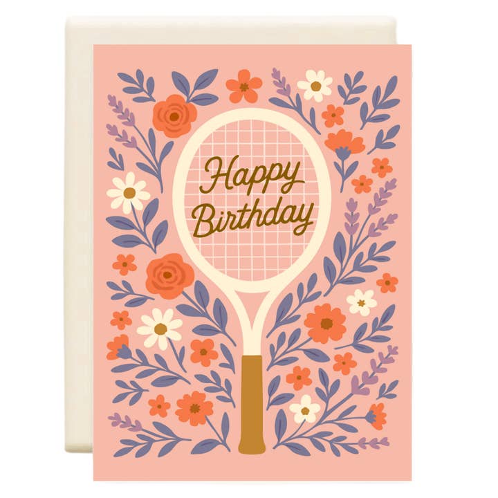 Tennis Racket Birthday Flower V2 | Birthday Greeting Card for wholesale by Inkwell Cards