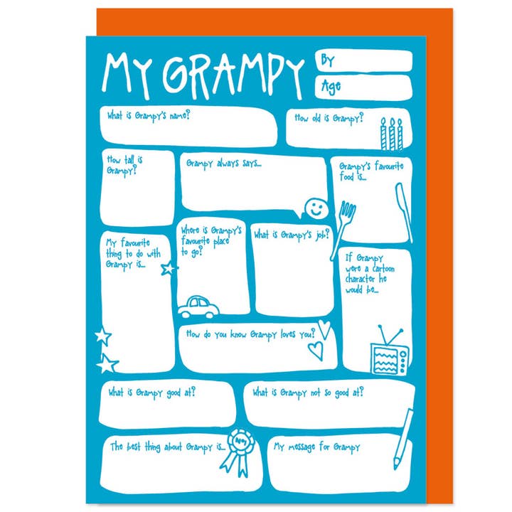 Grampy Fill In The Blanks Greetings Card for wholesale by Bow & Bell