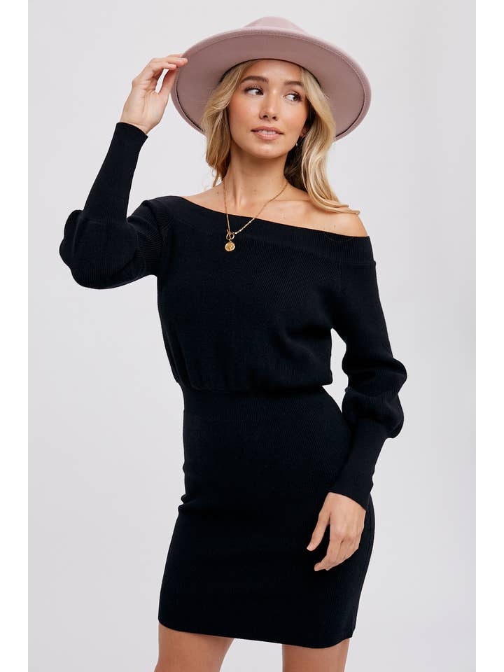 Bluivy - Wholesale Jurk - Dames - OFF-THE-SHOULDER SWEATERJURK2