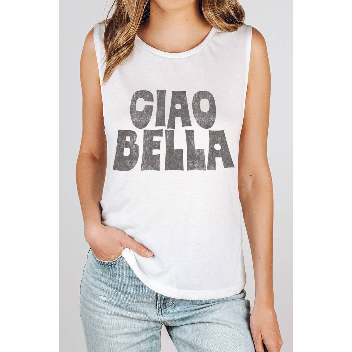 VINTAGE POINT USA - Wholesale Tank Top - Women's - CIAO BELLA TYPOGRAPHY BELLA CANVAS TANK TOP12