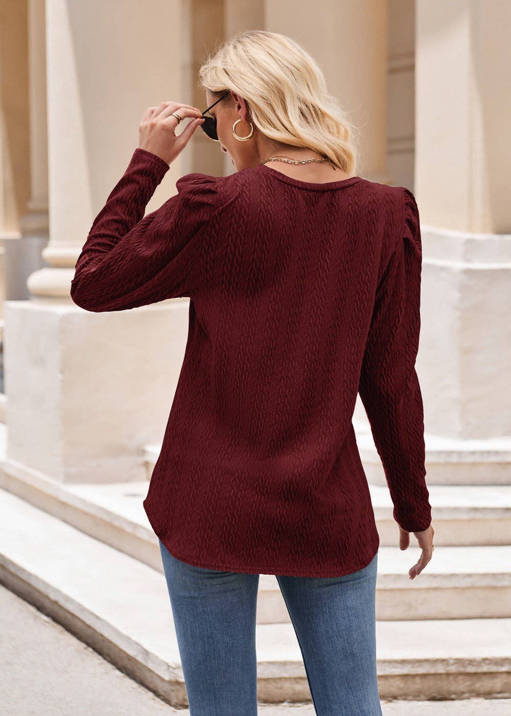 Lovesoft - Wholesale Knit Top - Women's - Solid Color Top Long Sleeve Twist T-Shirt1