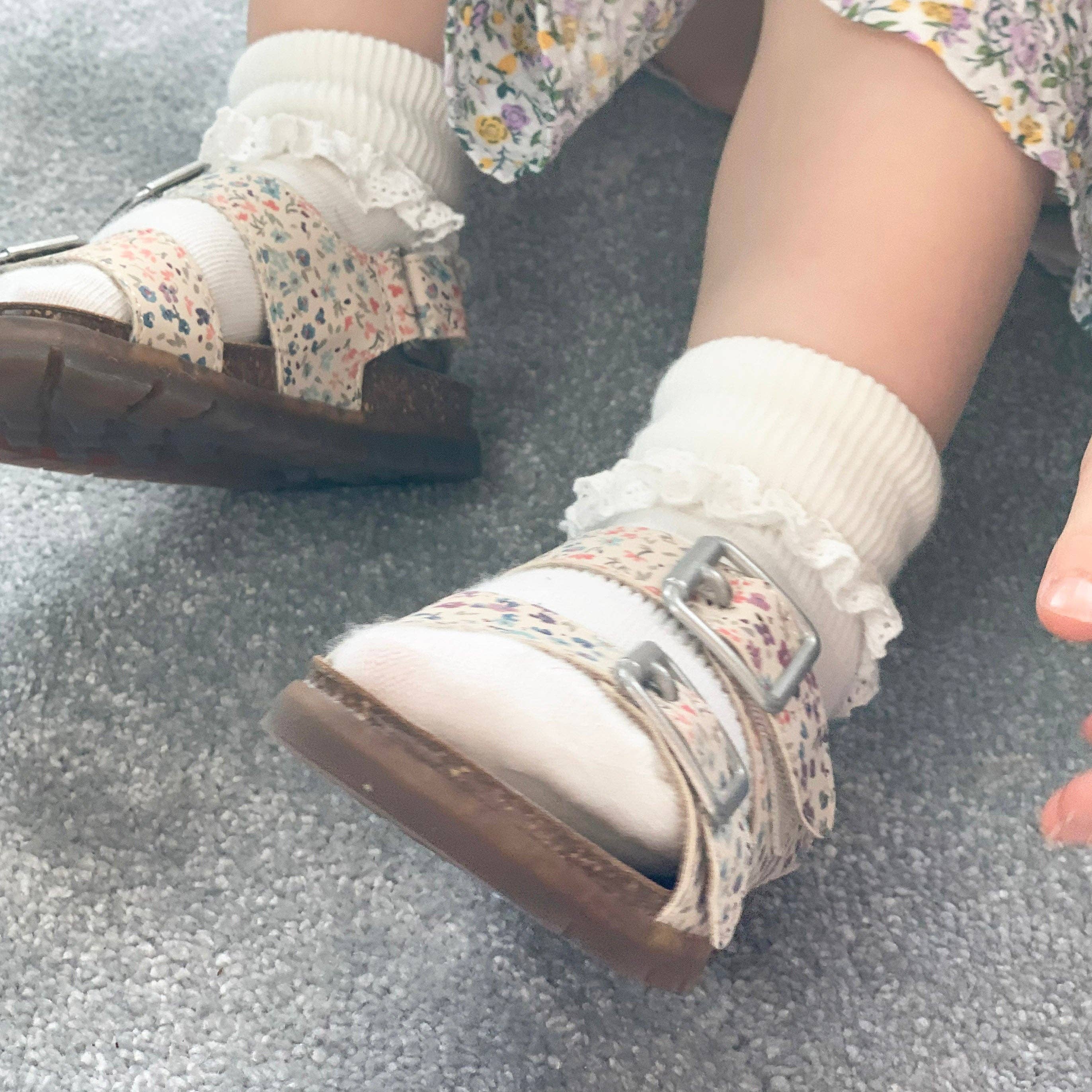 The Little Sock Company - Wholesale Socks - Kids & Baby - Frilly Non-Slip Stay-On Baby and Toddler Socks - Pearl White7