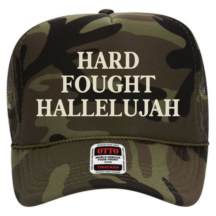 Texte Hallelujah Durement Acquis | Original LC Elizabeth | Casquette Trucker Brodée pour la vente par LC Elizabeth