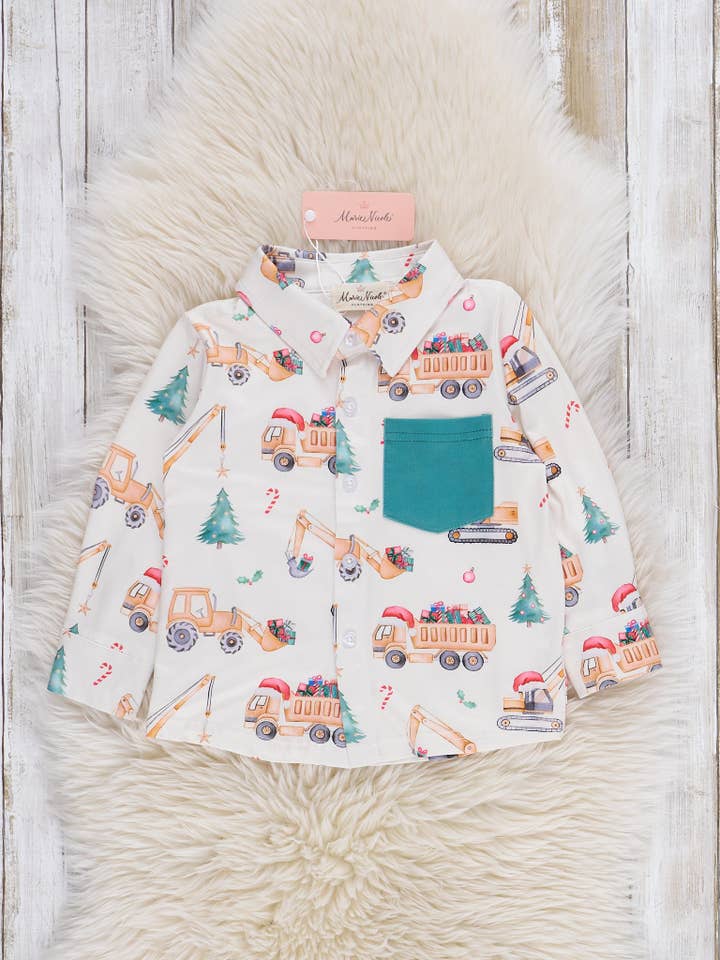 Toy Truckloads Button-Up Shirt for wholesale by Marie Nicole Clothing
