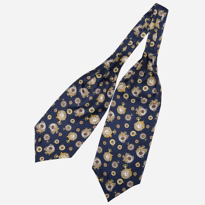 Elizabetta Made in Italy USA - Wholesale Necktie – Men’s - Gilded Keeper - Silk Ascot Cravat Tie - Navy2