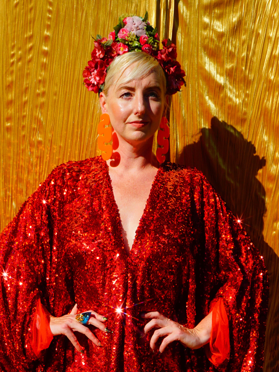 Fumbalinas – wholesale Kaftan – Women's – Red Holographic Sequin Maxi Kaftan Gown / Kimono Robe13