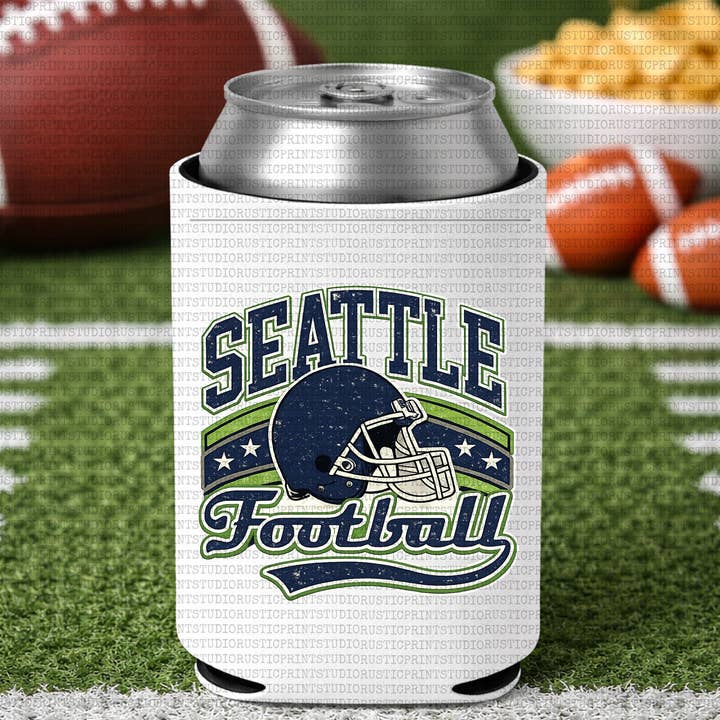 Fußball Koozie Seattle Fußball Dosenkühler Tailgate-Geschenke für den Großhandel von RusticPrintStudio