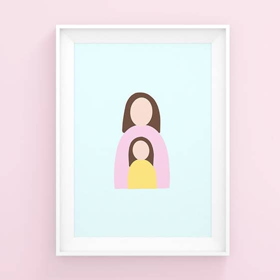 Mum and Daughter Art Print for wholesale by Evesdrop Designs