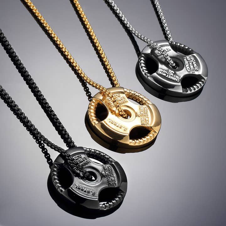Gemcohub - Wholesale Pendant/Charm Necklace - Fitness Dumbbell Piece Sports Barbell Pendant Men's Trend
