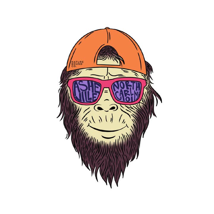 Cool Bigfoot Sticker | Orange for wholesale by Nature Bound Co