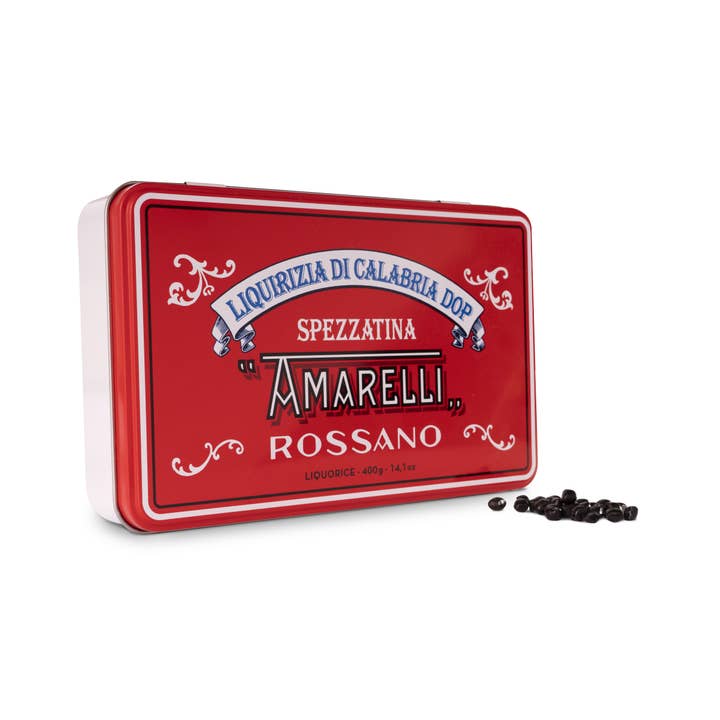 Boîte en étain ROSSA 400 g - Pure Licorice fabriquée en Italie pour la vente par Amarelli Fabbrica Di Liquirizia