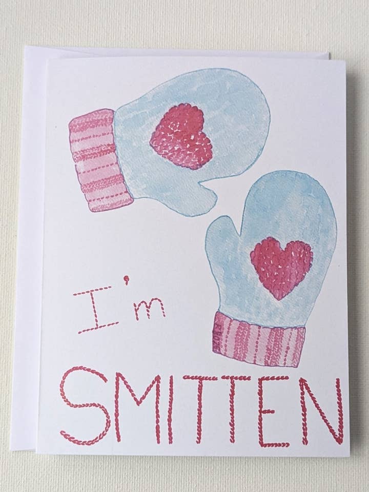 I'm Smitten Mitten Greeting Card for wholesale by Robynnotes, LLC