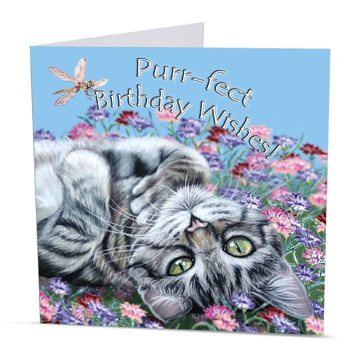 Cat Birthday Card - Tabby Kitten for wholesale by Irisha's Card Art