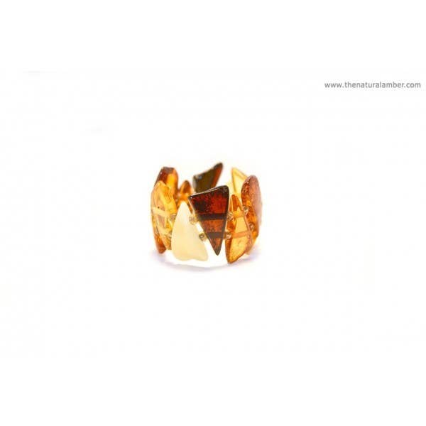 The Natural Amber - Wholesale Band/Stacked Ring - Multi Amber Ring Strung on Elastic Bands