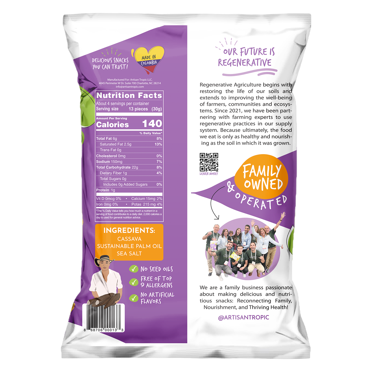 Artisan Tropic - Wholesale Chips - 4.5 oz Cassava Strips: Sea Salt6