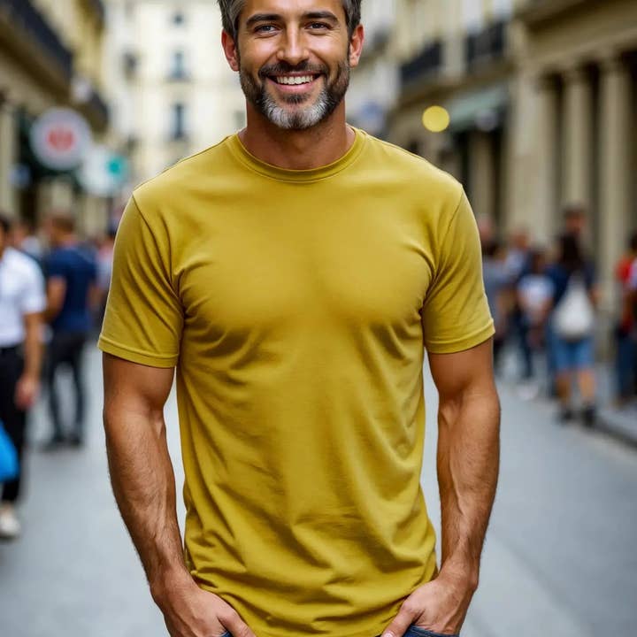 Giallo T-Shirt Muscle Fit Essential Made in Italy - Giallo Senape in vendita all'ingrosso su Faire