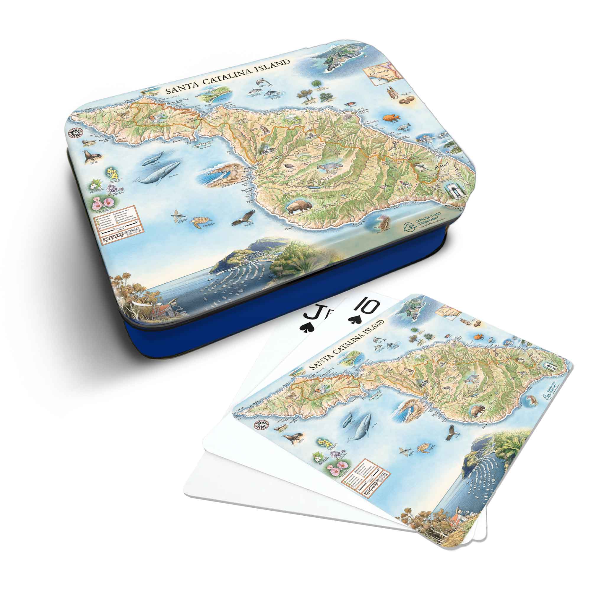 XPLORER MAPS - Venta al por mayor Baraja de cartas - Juego de cartas con el mapa de la isla Santa Catalina0