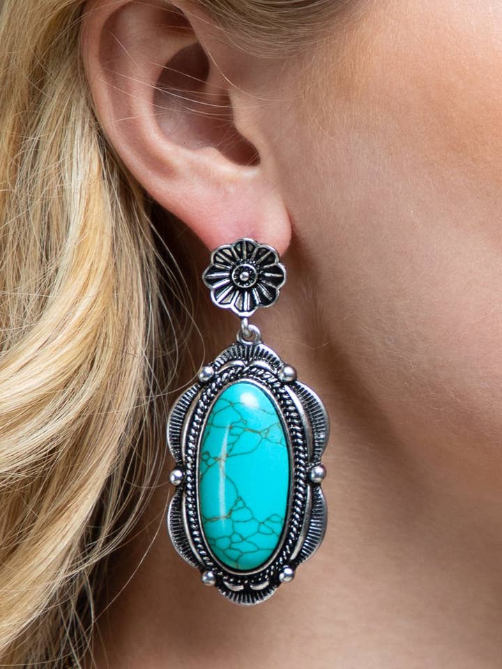 Boho Oval Turquoise Earrings for wholesale by Urbanista