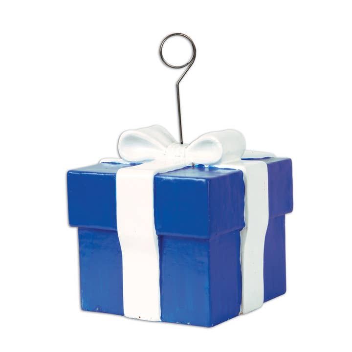 Beistle - Wholesale Tafelbladdecoratie - Blauwe geschenkdoos, foto/ballonhouder