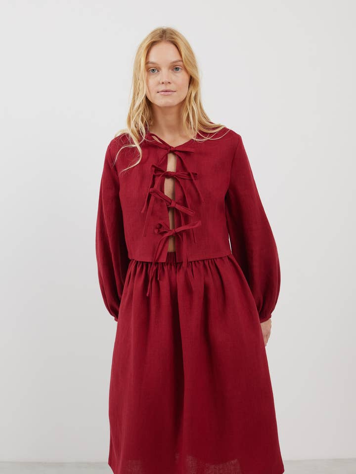 Koa Tie Front Linnetopp för wholesale av Love and Confuse