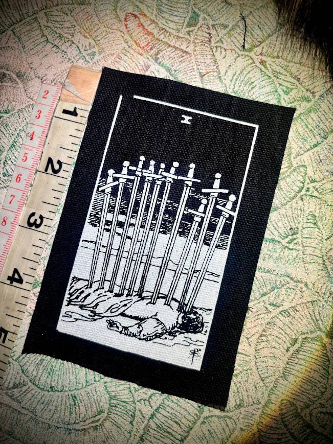 Three Raccoons - Wholesale Patch - Ten of swords tarot patch.4
