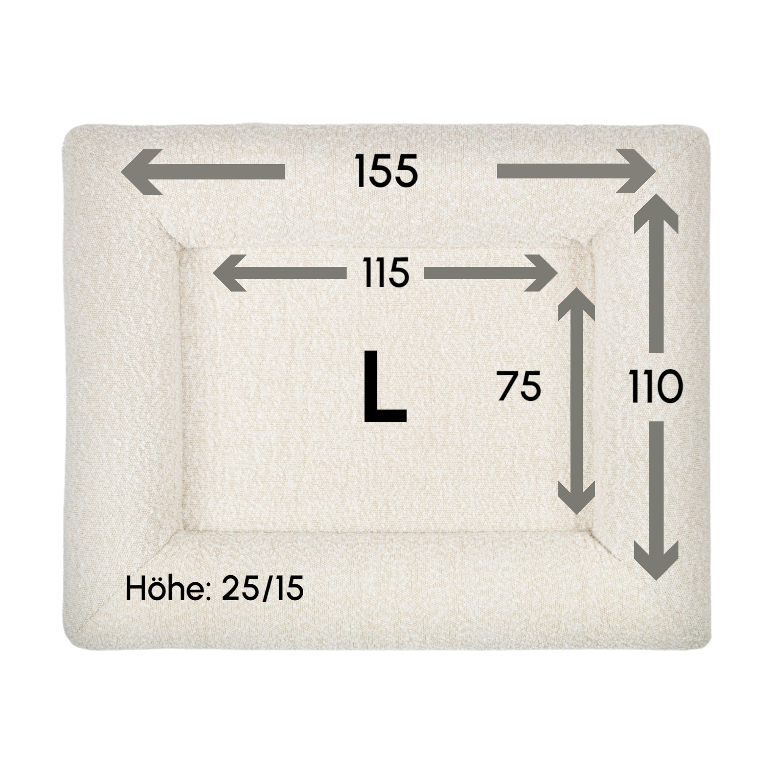 vit Hundbädd Barklay storlek L med boucléöverdrag för wholesale på Faire10