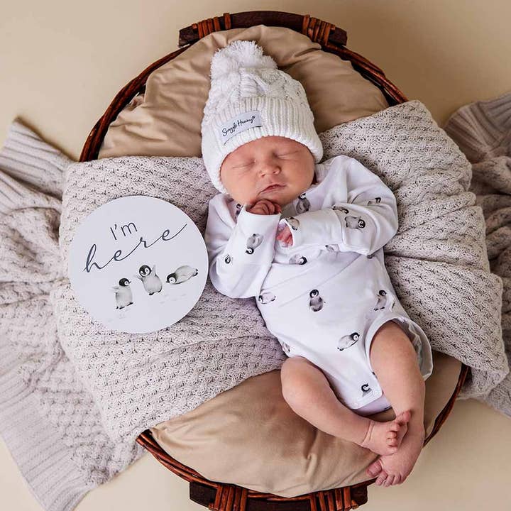 Snuggle Hunny - Wholesale Newborn/Knit Hat - Baby - White Organic Baby Knit Beanie2