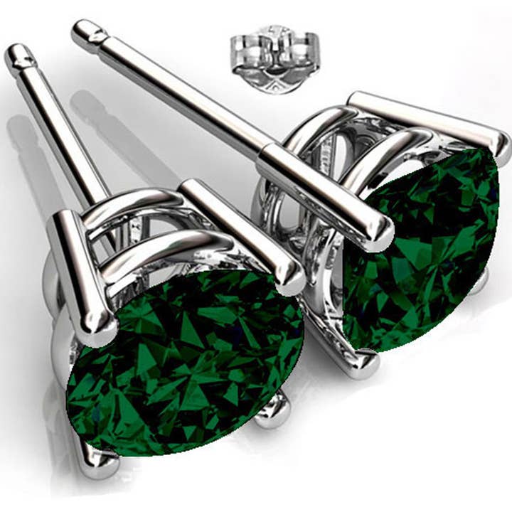 CLASSIC Round Cut Swarovski® Crystal Stud Earrings GREEN for wholesale by Glimmering Handmade