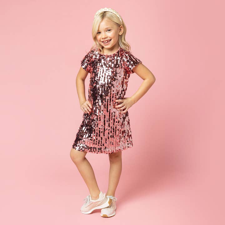 Holly Hastie London – Engroshandel Kjole - Børn – Coco Paillet Piger Fest Kjole, Blush Pink