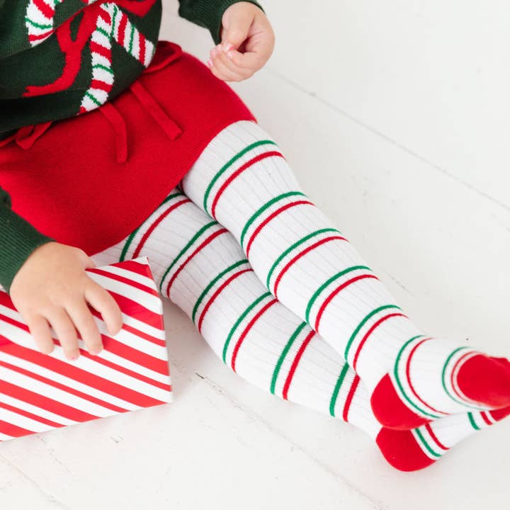 Little Stocking Co. - Wholesale Tights - Kids - Christmas Stripe Ribbed Tights