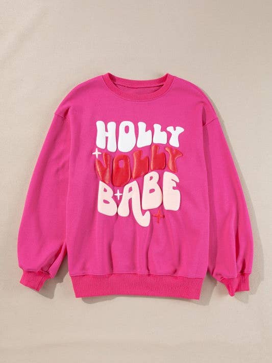 Sudadera de cuello redondo "Christmas Holly Jolly Babe" para venta al por mayor de Prestige Boutique