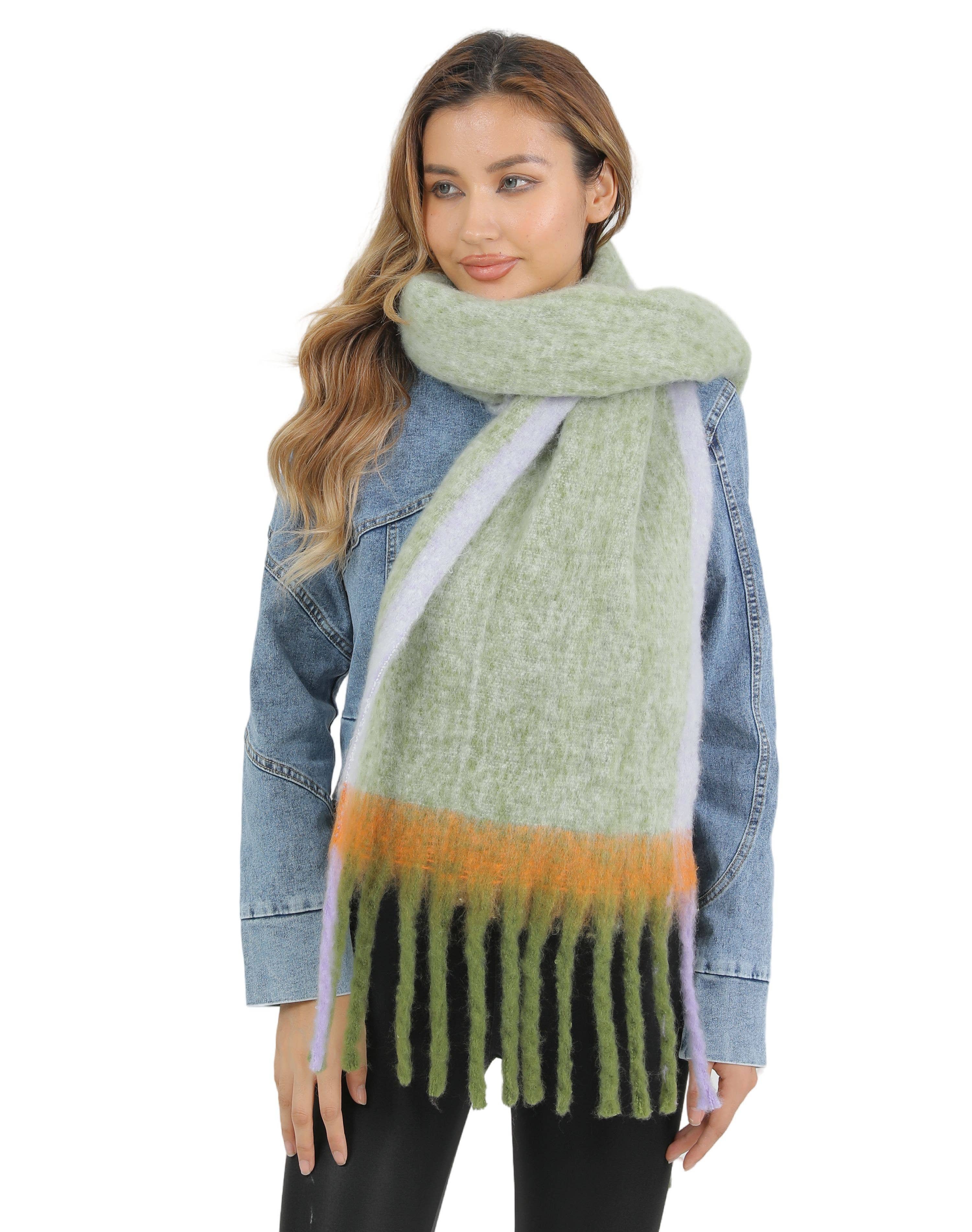 JC Sunny Fashion - Wholesale Scarf - Women's - JC021030 Long Fringe Cozy Fuzzy Two-Tone Ombre Scarf8
