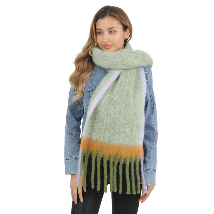 JC Sunny Fashion - Wholesale Scarf - Women's - JC021030 Long Fringe Cozy Fuzzy Two-Tone Ombre Scarf8