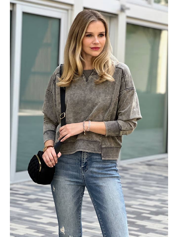 42POPS - Wholesale Sweatshirt - Women's - ' French Terry Washed Crop Pullover Collection