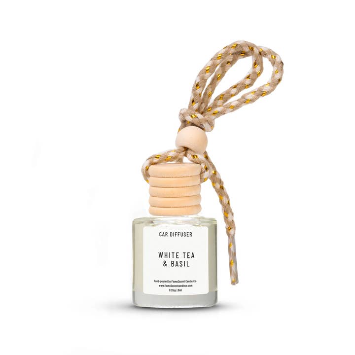 Flame2scent Candle Co. - Wholesale Car Freshener - Unisex - White Tea & Basil - Car Diffuser - Car Hanging Air Freshener