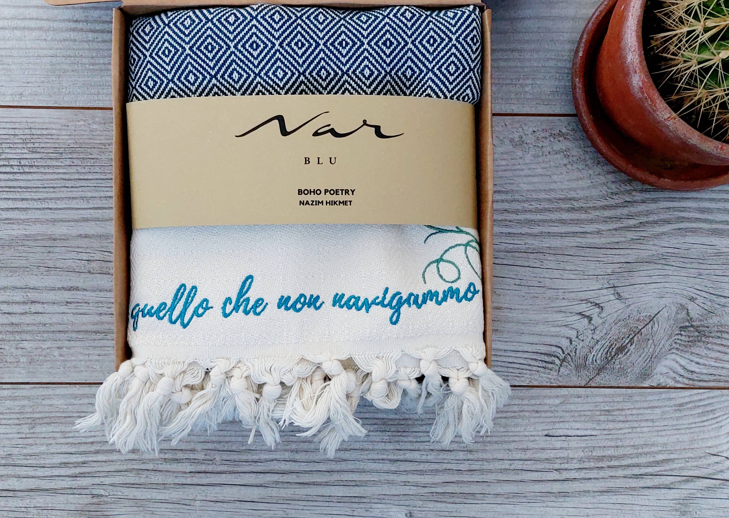 NAR BLU - Wholesale Beach Towel - Hikmet dark blue boho towel gift idea2