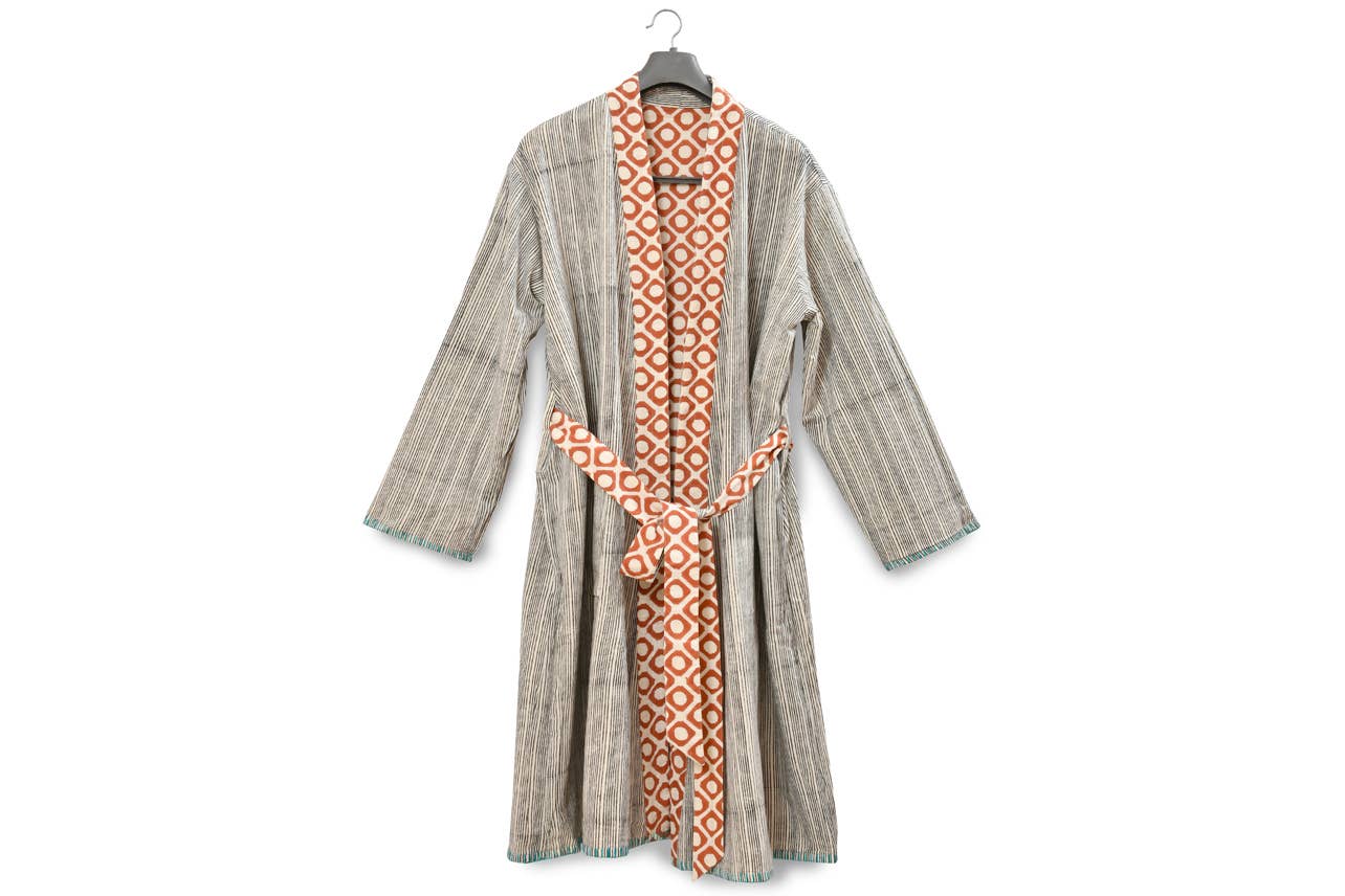 Verve Culture - Wholesale Robe - Unisex - Block Print Reversible Robe1