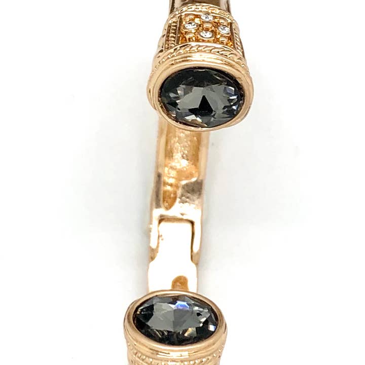 Rant & Rave Classic - Wholesale Cuff Bracelet - Bracelet Cuff Alloy Platewith Beveled MidnightSky Glass 7-8”