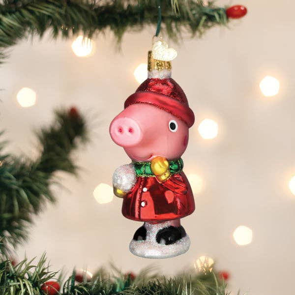 Peppa Pig With Snowball Ornament for wholesale by Old World Christmas