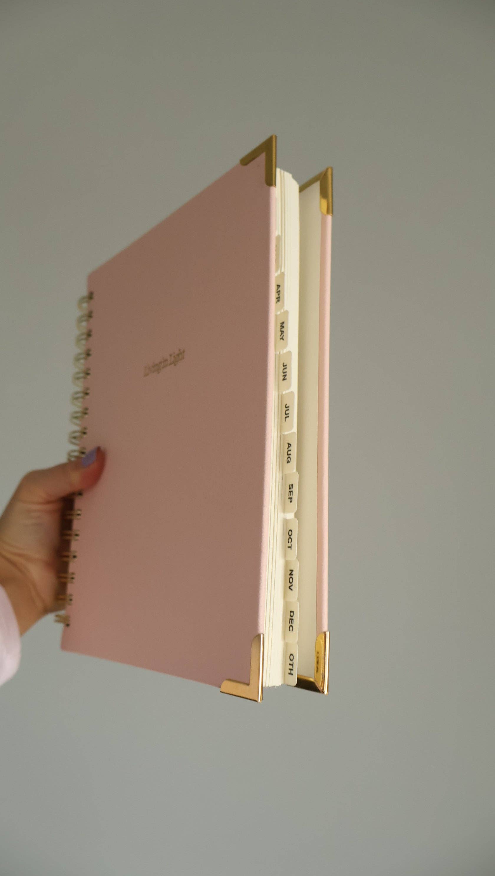 Living In Light - Venta al por mayor Agendas - Planificador Espiral de Cuero Premium - Planificador Cristiano Moderno Sin Fechar con Estudio Bíblico, Establecimiento de Metas, Solicitudes de Oración, Rastreador de Presupuesto Financiero y Más | Cuero Menta y Rosa Rubor con Espiral Dorada2