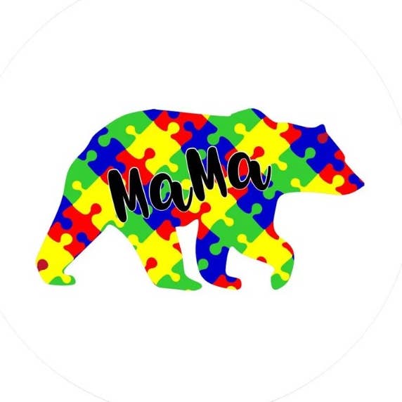 Autism Mama Bear White Spare Tire Cover for wholesale by Dirty Acres