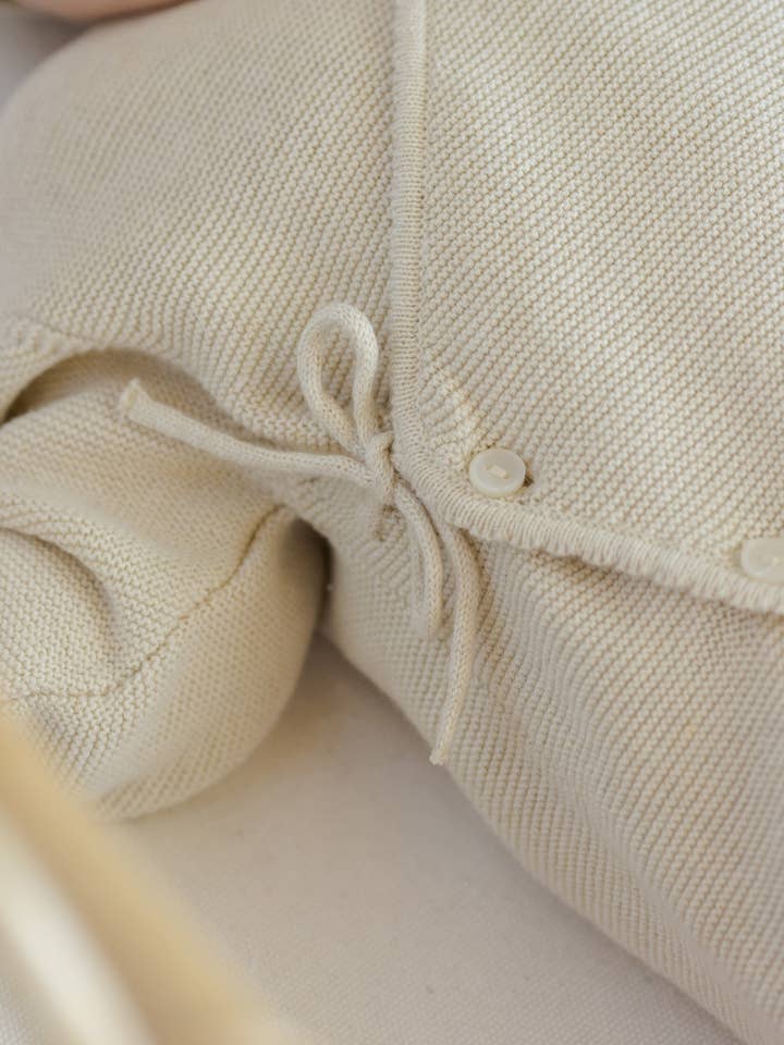 Quincy Mae - Wholesale Jumpsuit - Baby - Wrap Knit Footie Heathered Natural1