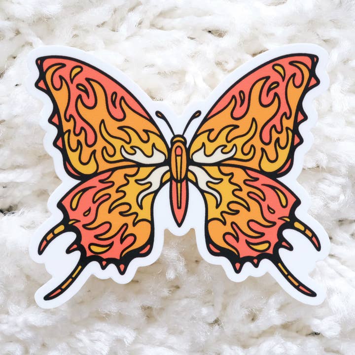 Flaming Butterfly Sticker for wholesale by Vortex Souvenir