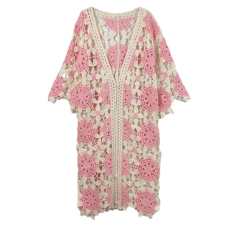 Fashion City - Wholesale Cardigan - Women's - Women Flower Pattern Crochet Cardigan3