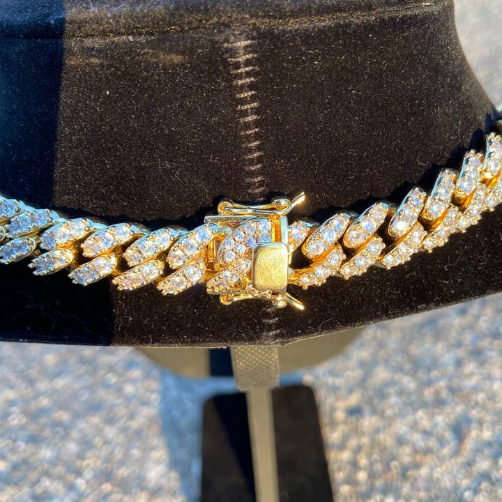 Prestige Jewelry - Wholesale Link & Chain Necklace - 14k Gold Plated Diamond Cuban Chain 20in 12mm