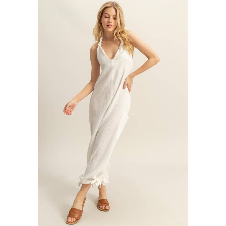 HYFVE - Wholesale Jumpsuit - Women's - HF25C835-Halter Neck Double Gauze Jumpsuit