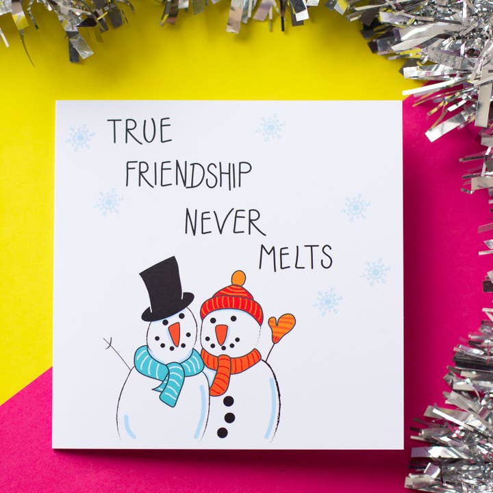 True Friendship Never Melts. Winter Holiday / Christmas Card for wholesale by fizzi-jayne