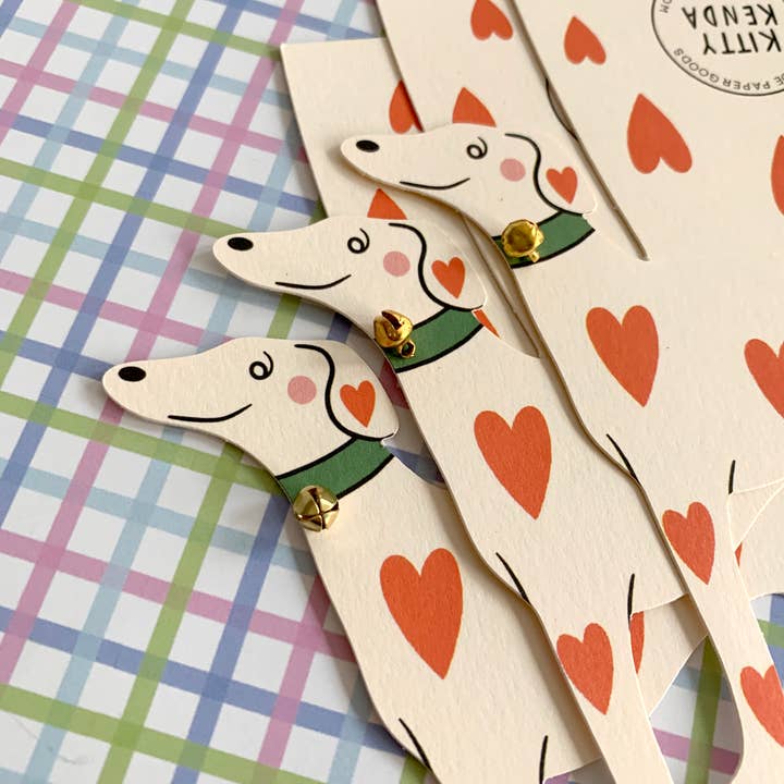 Kitty Kenda Papergoods - Wholesale Love Card - Loveheart Whippet Dog Greeting Card2